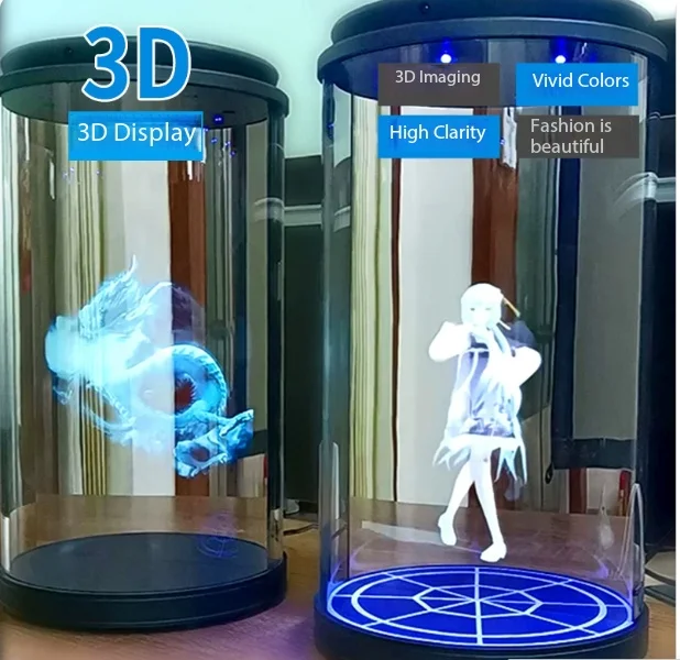 3D Holographic Projection Artificial Intelligence Interactive Artificial Intelligence 5.5 Inch Mini Holographic Box Cylindrical