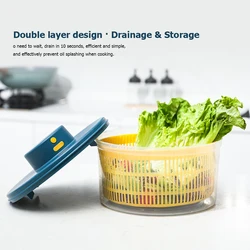 Salad Spinner Lettuce Greens Washer Dryer Drainer Crisper Strainer for Washing Drying Leafy Vegetables Kitchen Tools