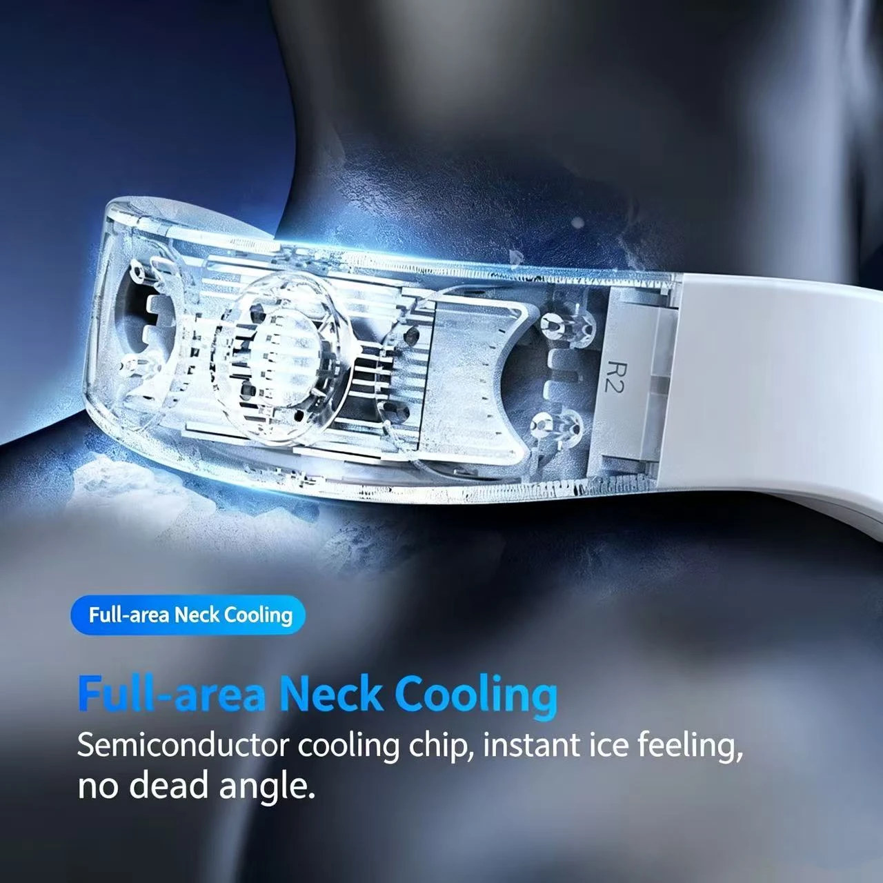 Foldable Portable Neck Fan 5000mAh Neck Air Conditioner Rechargeable Semiconductor Cooling Fan Outdoor Personal Fan Wearable Coo