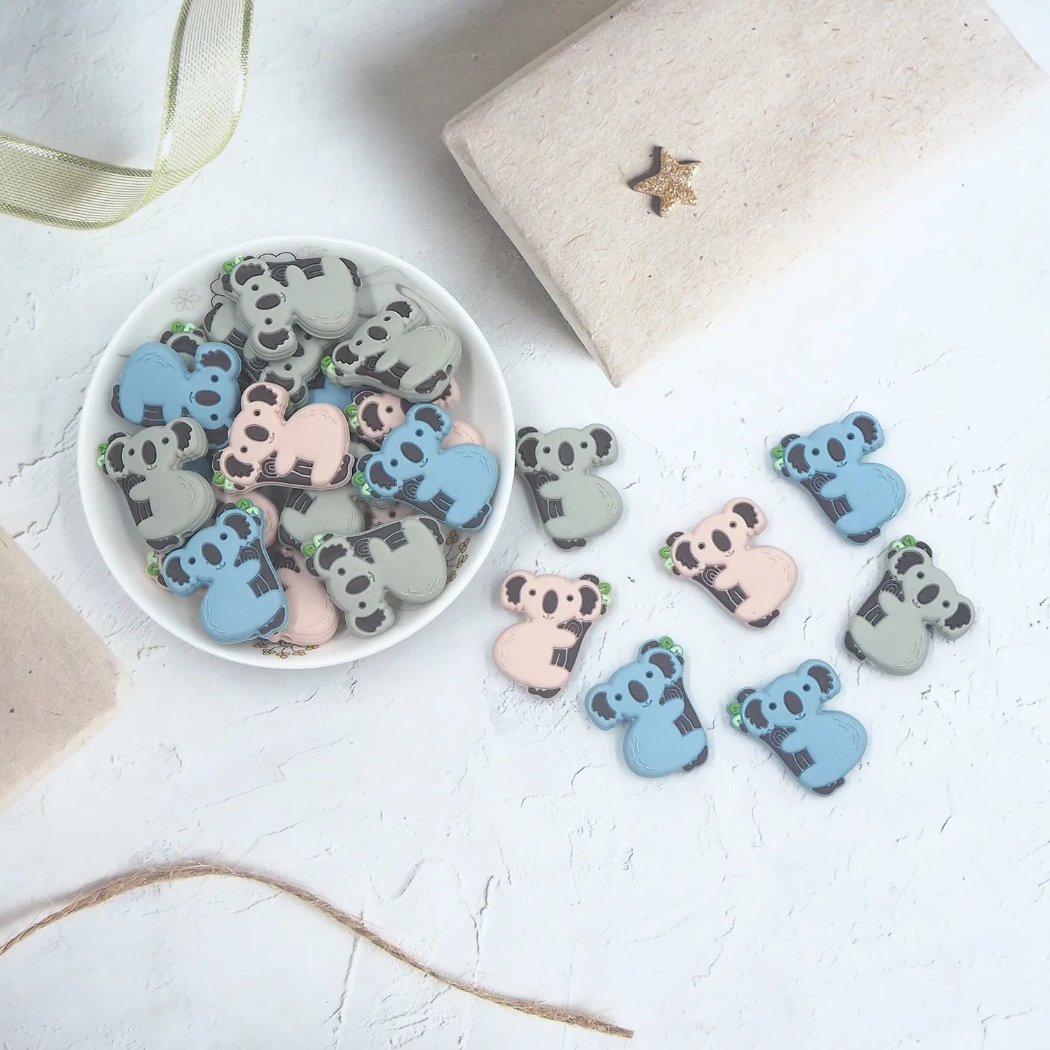 

Chenkai 10PCS Koala Focal Beads Silicone Charms For Pen Making Character Beads For Beadable Pen DIY Baby Pacifier Dummy Chains