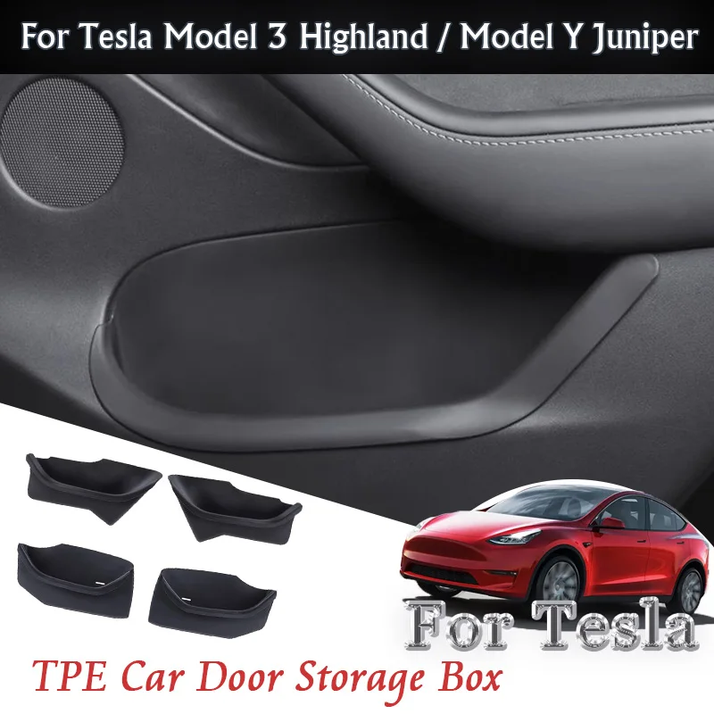 

For Tesla Model 3 Highland 2024 Model Y Juniper 2025 MY 2021 2022 2023 2024 TPE Car Door Storage Box Organizer Accessories Kit