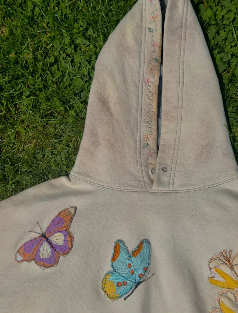 Street Hoodie Pocket Casual Women's Sportswear Fashionable Hoodie Butterfly Flower Embroidery Loose New Hoodie Autumn Clothing