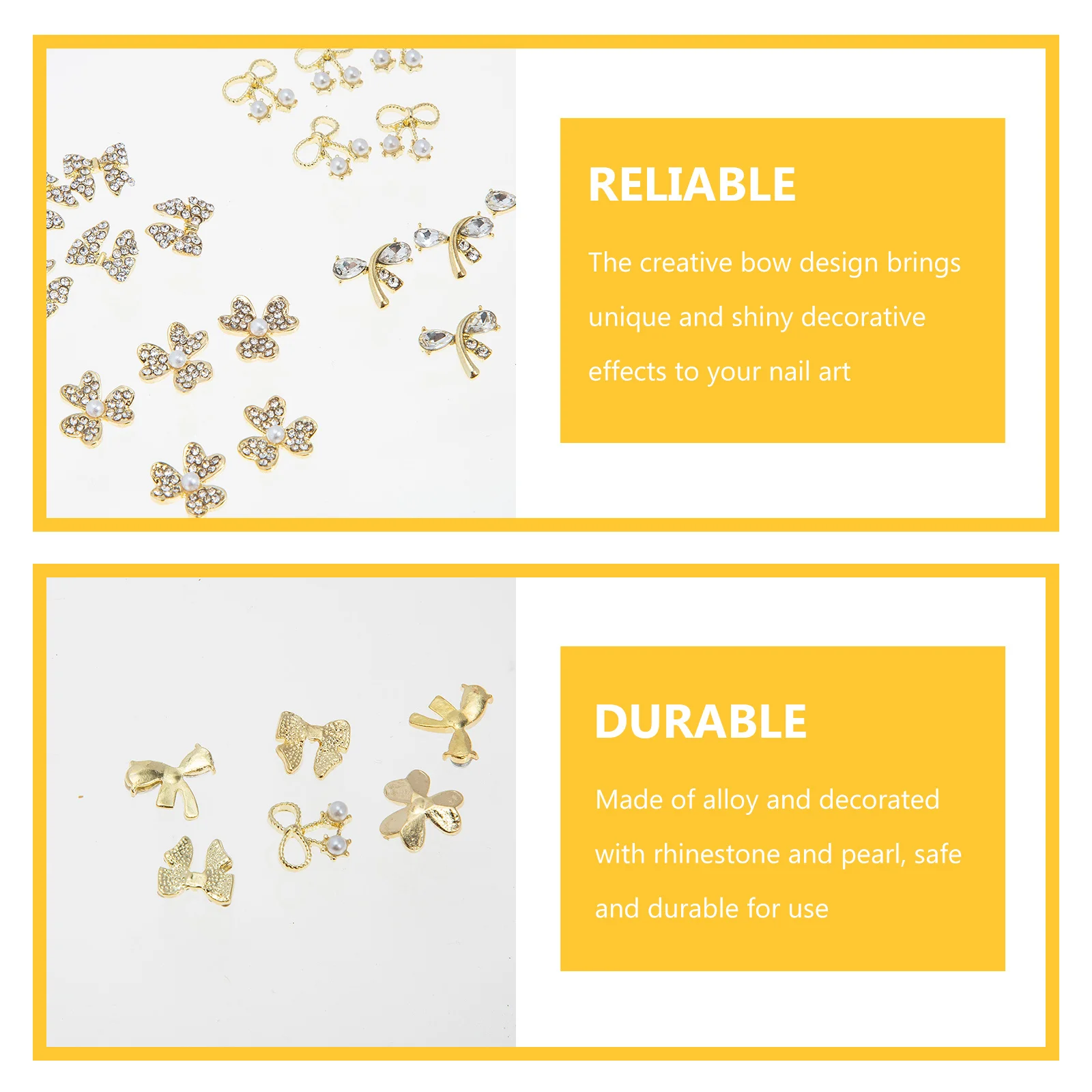 

20Pcs Nail Art Accessories Bow Shaped Rhinestone Pearl Alloy Nail Decorations DIY Manicure Charms Manicure Charms