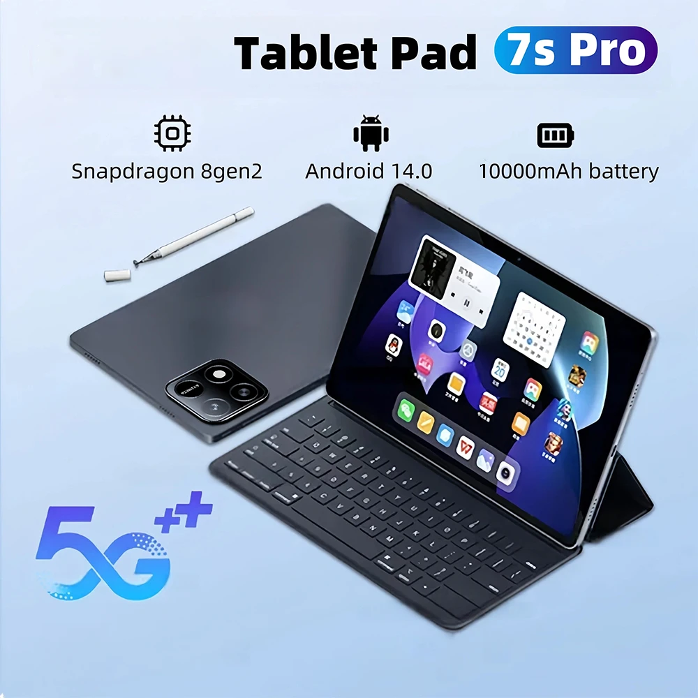 

2025 New HOT Original Pad 7S Pro Snapdragon 10.1inch HD Screen Global 10000mAh 5G Dual Card WiFi Tablet PC