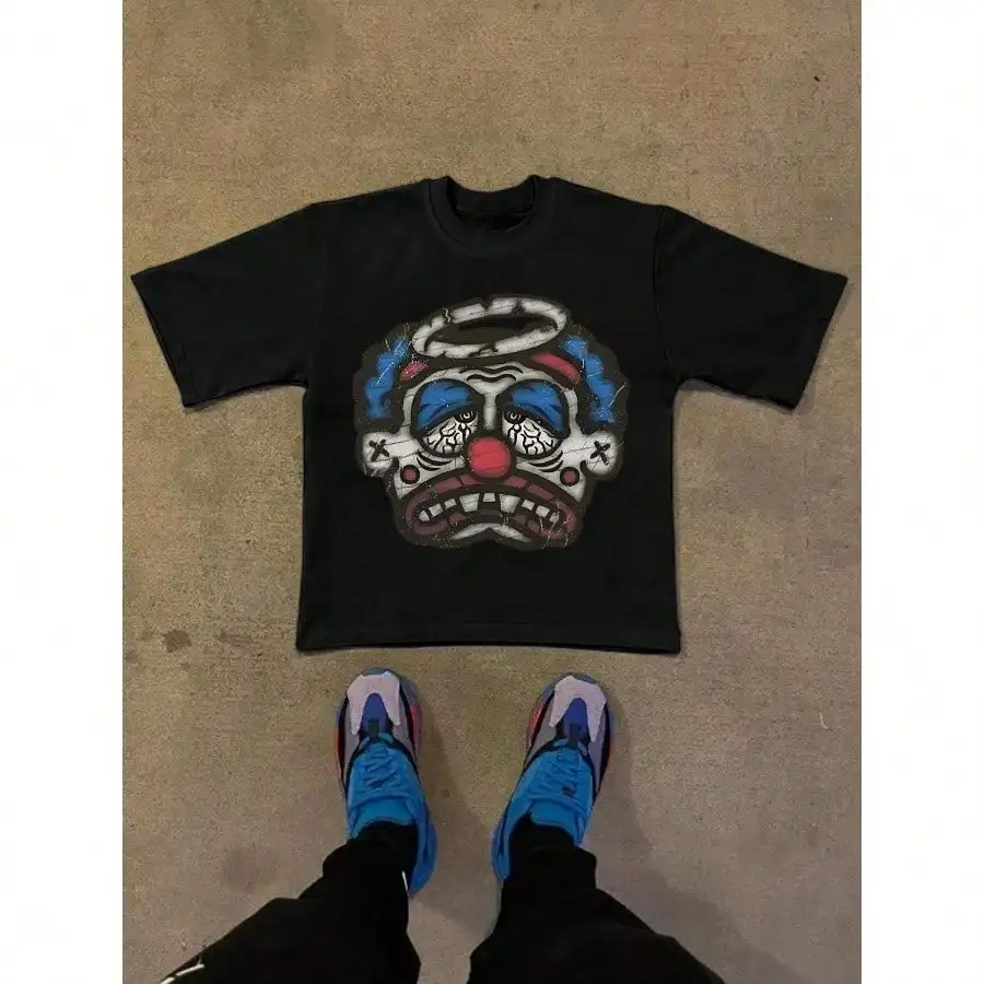 

180gCotton Single-Sided Printed Round Neck Short SleeveTT-ShirtMen'S Cartoon Character Printed Round Neck