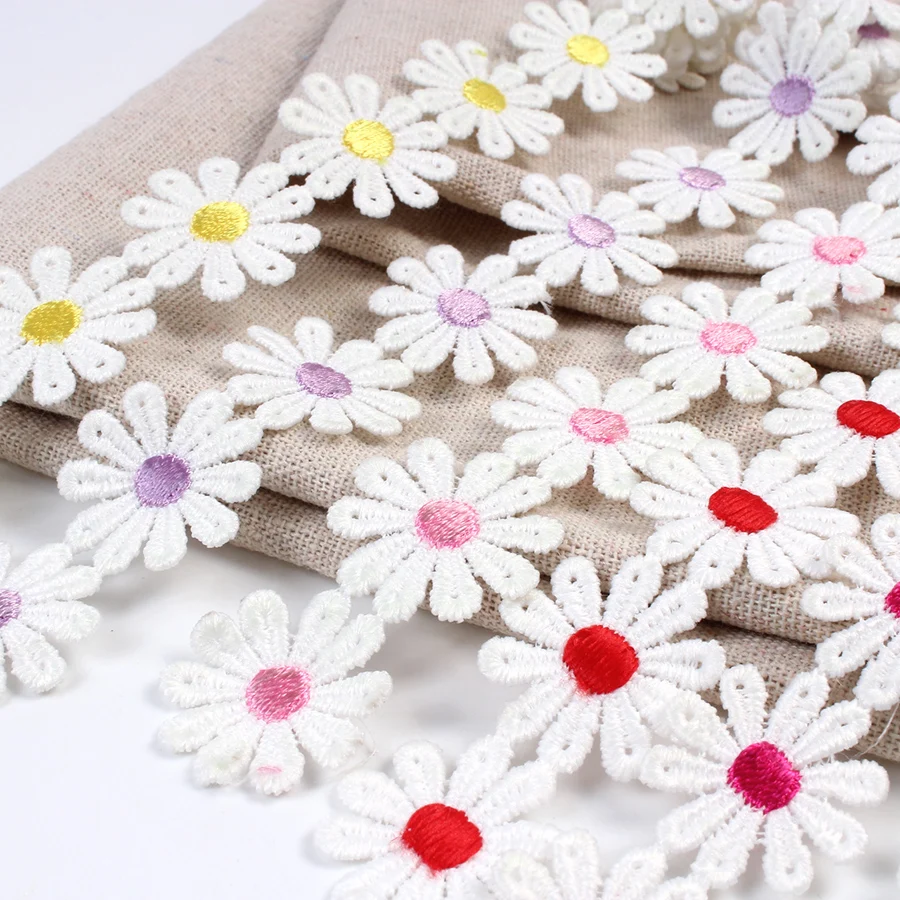 25mm 1Yard Daisy Lace Trim Flower Lace Fabric Handmade Patchwork Home regali fai da te artigianato nastro abbigliamento accessori per tessuti da