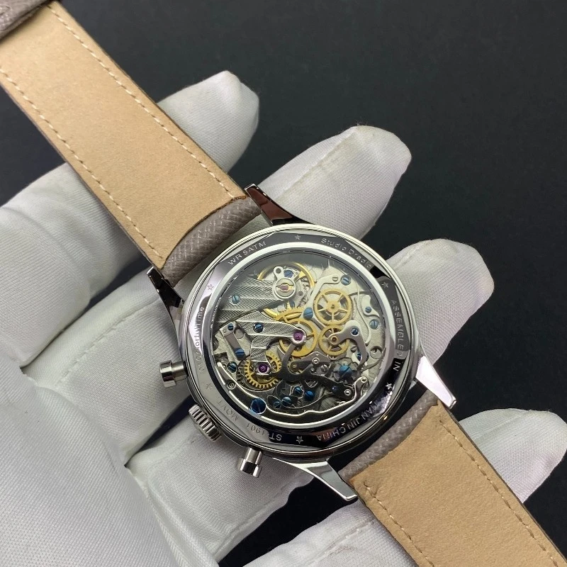 For bourgeoisie high sense temperament splicing light luxury extreme manual mechanical chronograph watch fashion bright color