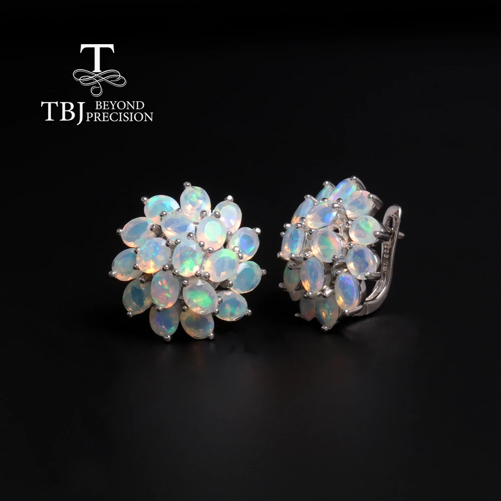 

Luxury 8.3ct Opal clasp earrings flower design S925 silver natural real gemstones quality jewelry for women party banquet gift