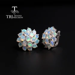 Luxury 8.3ct Opal clasp earrings flower design S925 silver natural real gemstones quality jewelry for women party banquet gift