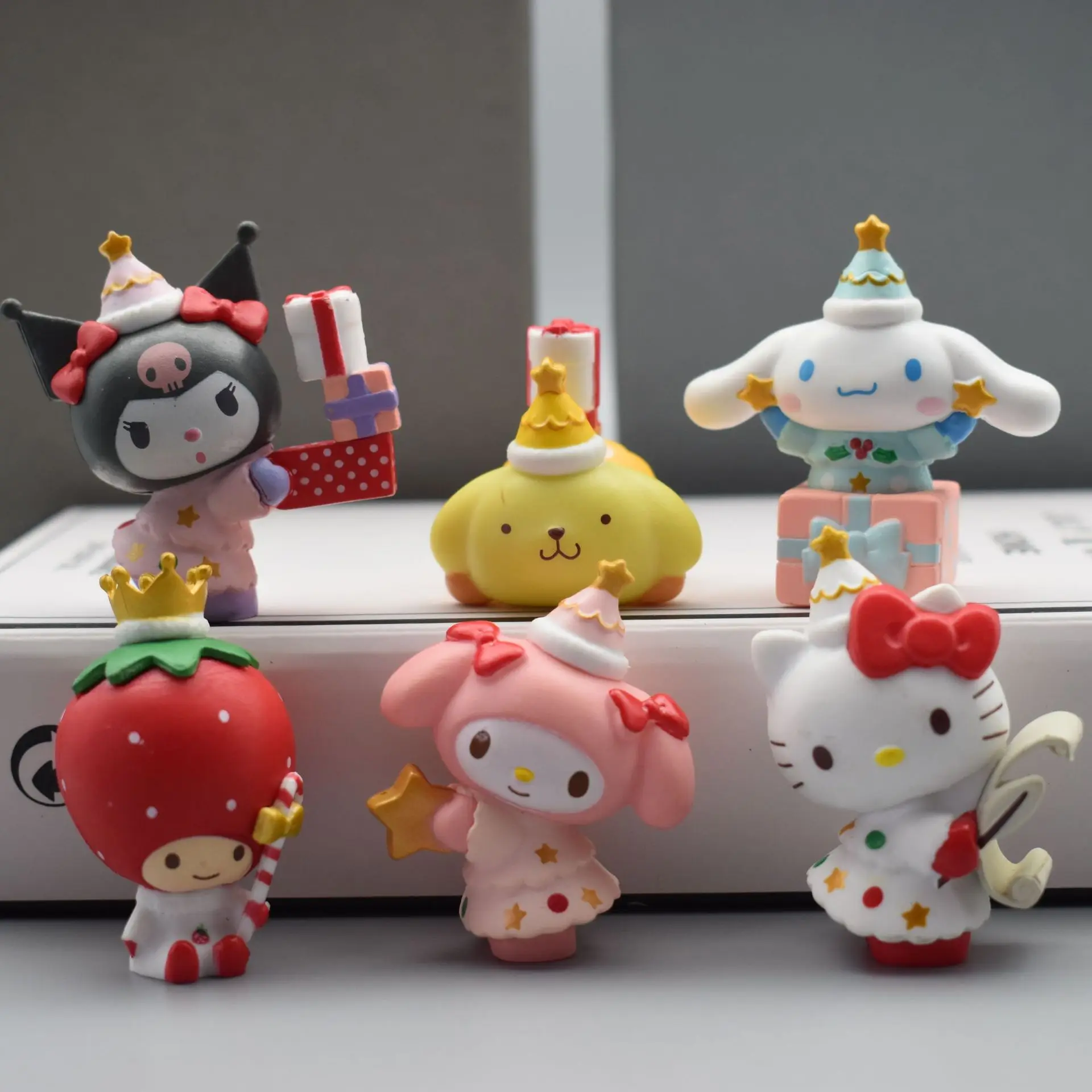 5style 5 Stück Sanrio Figuren Spielzeug Kawaii Anime Cinnamoroll Kurumi My Melody Puppe Dekorative Ornament Kinder Weihnachtsgeschenk