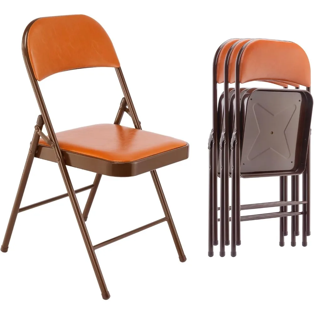 

4 Pack Padded Folding Chairs with Upholstered Cushion & Back, Padded Seats for Indoor & Outdoor, Portable Stackable Commerc