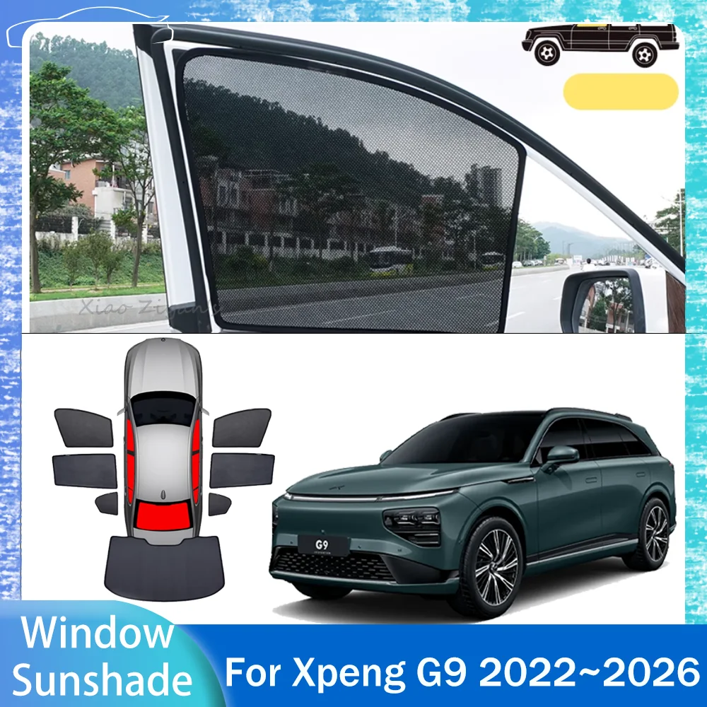 

For Xpeng G9 2022~2026 2023 2024 2025 Car Magnetic Mesh Privacy Sunshade Side Window Sun Shade Protection Interior Accessories