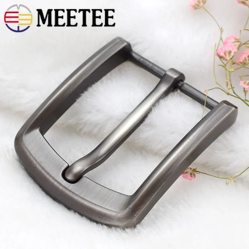 Meetee 1/2/5pc 40mm Metal Belt Buckles Brushed Pin Buckle Head for Men\'s Cowboy Hardware Accessory DIY Leather Craft Fit 37-39mm