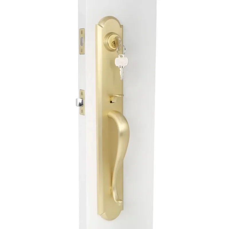 

Modern Design Zinc Alloy Long Plate Security Entrance Door Lock Rose Golden Heavy Duty for Villas