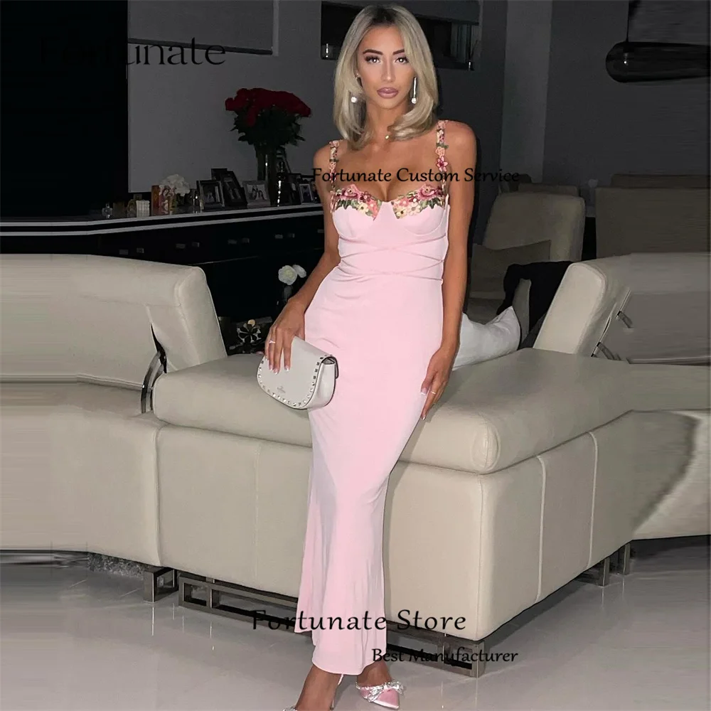 Fortunate Pink Prom Dresses Women's Sexy Sweetheart Breast Cup Appliqué Evening Dress Waist Strap Hot Girl Hip Covering Long