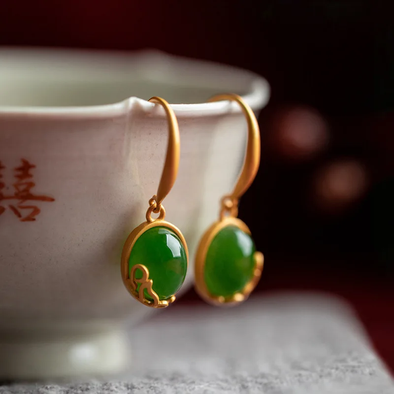 Boucles d'oreilles Hetian RXper naturelles pour femmes, conception classique, artisanat en or prairie, boucles d'oreilles à breloques vintage, bijoux de banquet