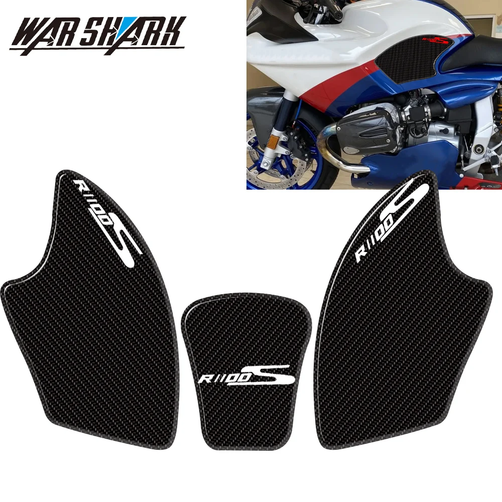Motorcycle Tank Pad Sticker Fit For BMW R1100S Carbon Fiber Texture Gas Knee Grip Traction Decal