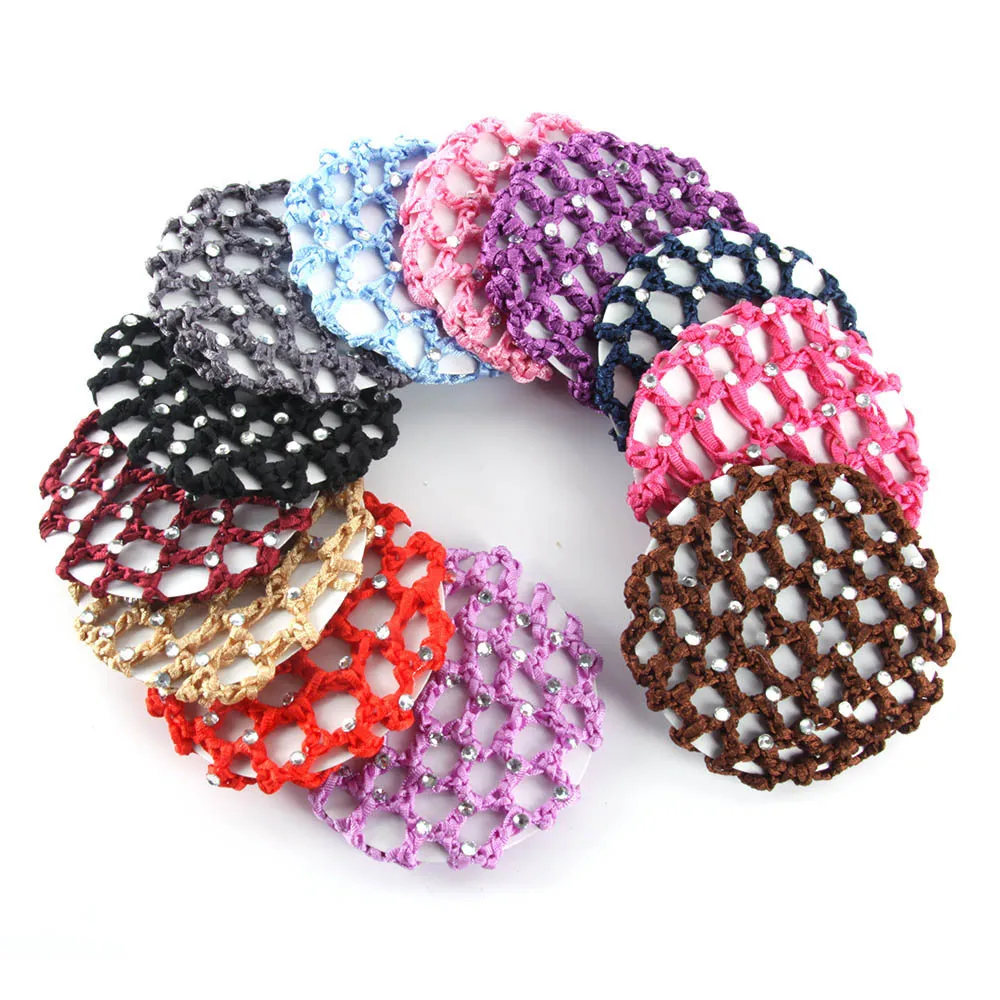 Furling Girl 1PC Redecilla para Moño con Perlas y Diamantes de Imitación, Bandas Elásticas para el Cabello para Ballet y Danza, Accesorios para Niñas y Mujeres