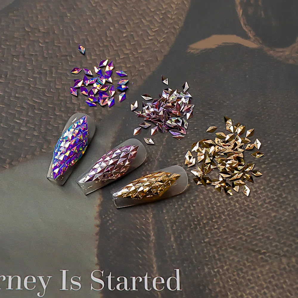 1 Pudełko Błyszczących Cekinów do Paznokci w Kształcie Rombów, Efekt Lustra, Złote, Srebrne, Laserowe Romboidalne Płatki Syreny, Akcesoria do Dekoracji Paznokci DIY