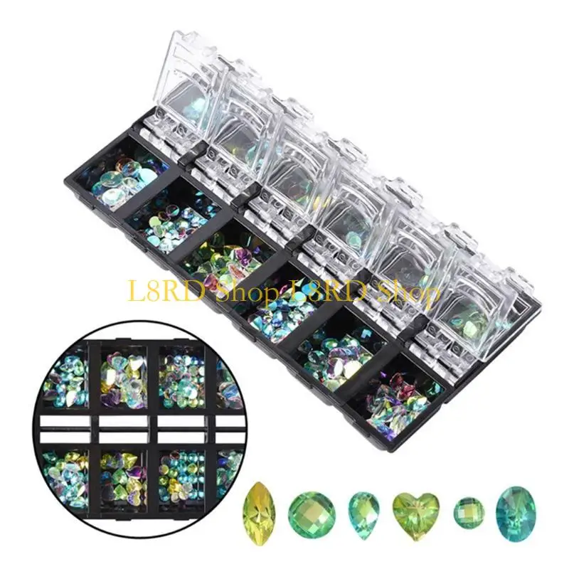 L8RD 12 그리드를위한 네일 아트 장식을위한 여러 가지 그리드 손톱 매니큐어를위한 멀티 모양도