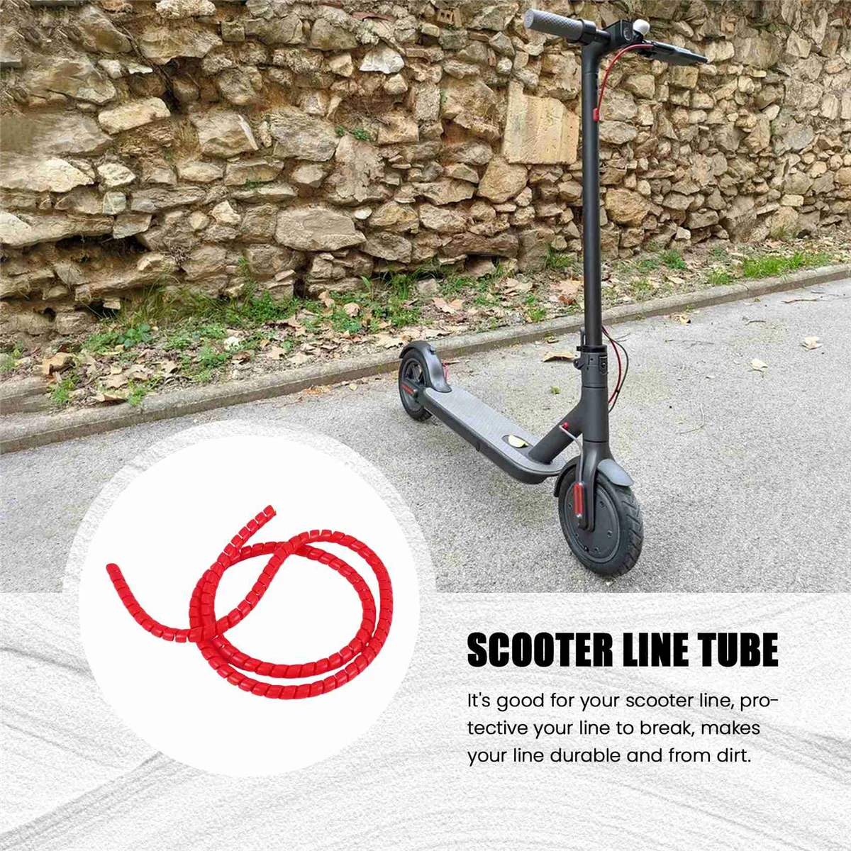 ABMW-Scooter Line Spiral Color Change Tube Protector 1M Length Winding Tubes for M365 Pro Accessories Red