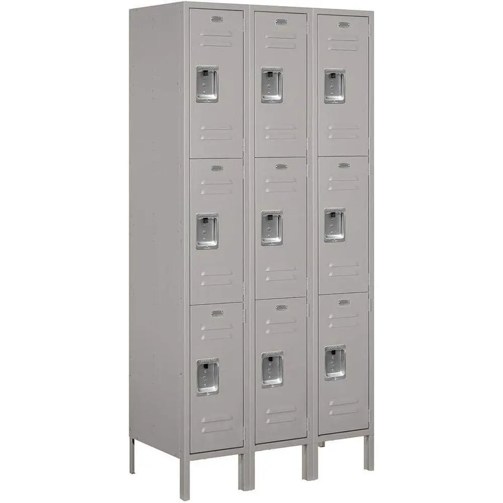 

Triple Tier 36 Wide 6-Foot High 18 Deep Gray Metal Locker, Unassembled