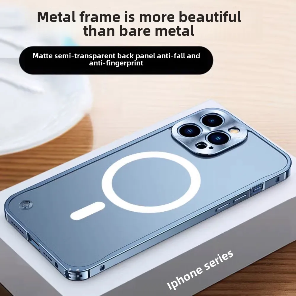 RY iPhone 12 case Metal frame Magsafe magnetic suction anti-drop high-end luxury iPhone 13 dustproof waterproof Matte material