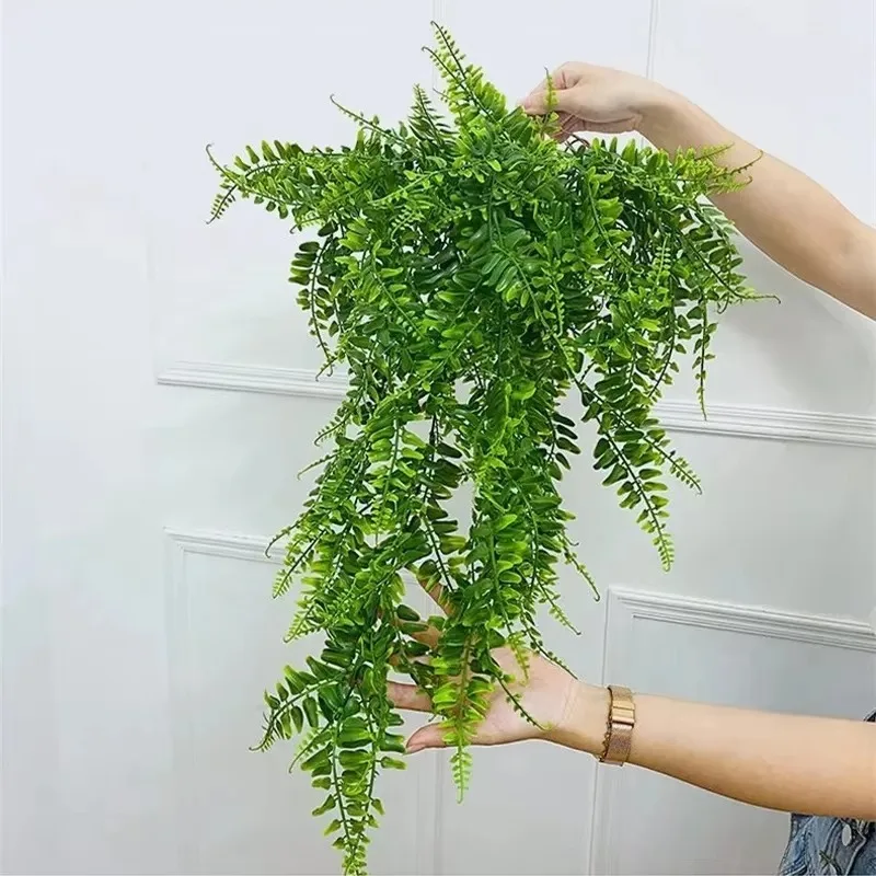 Persian fern Leaves Vines Home Room Decor Hanging Artificial Plant Plastic Leaf Grass Wedding Party Wall Balcony Decoration gallery 4