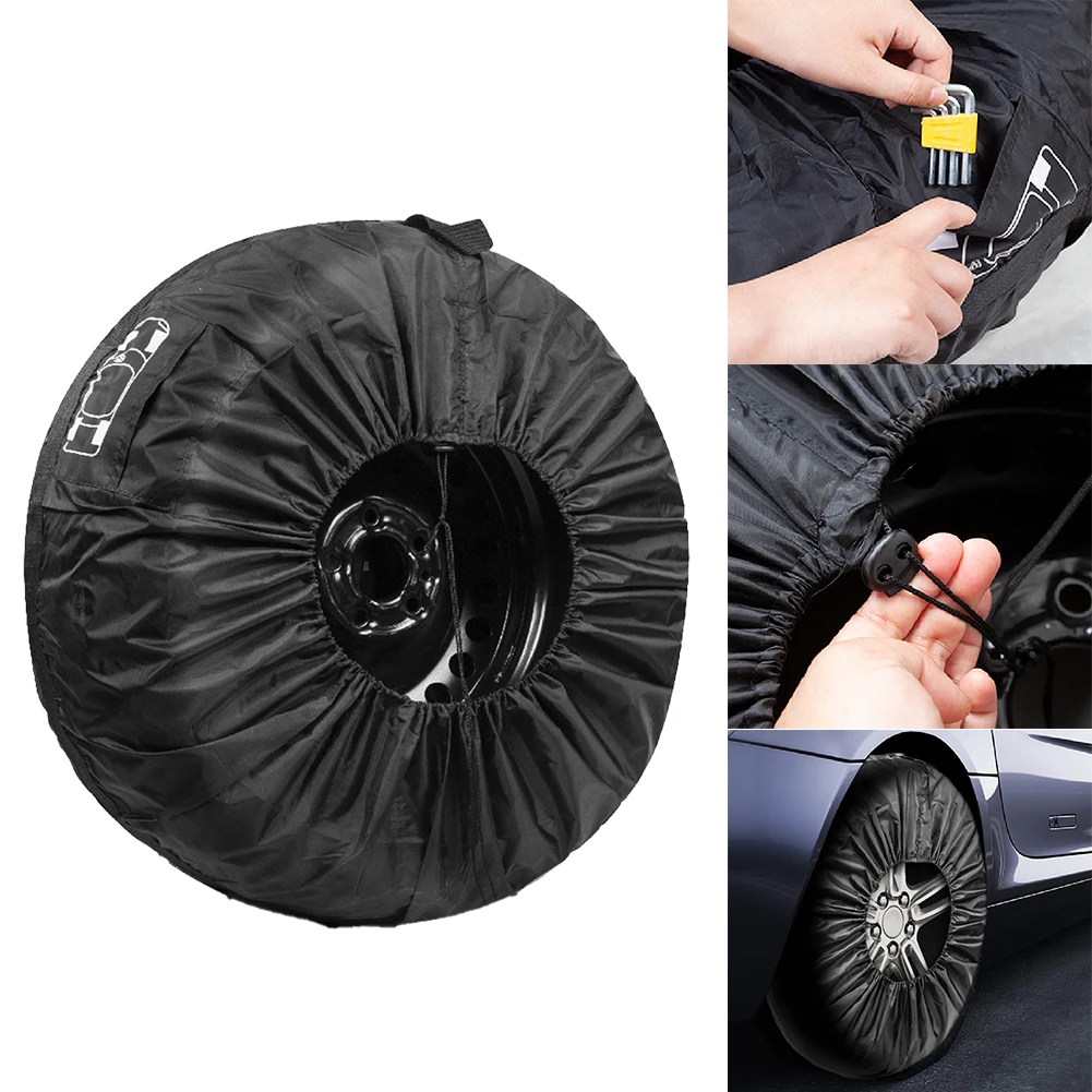 13-23IN Car Spare Tire Cover Case Polyester Tire Cover Storage Bags Vehicle Tyre Waterproof Dust-proof Protector Styling