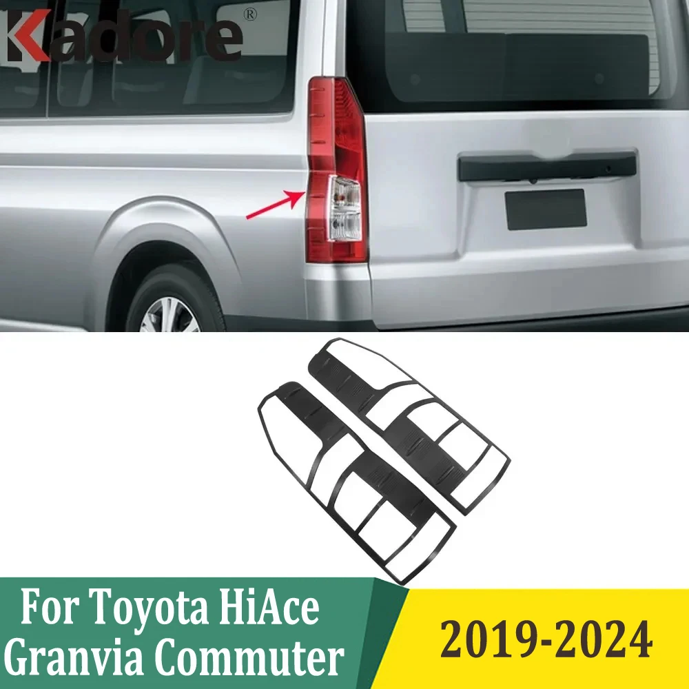 For Toyota HiAce Granvia Commuter 2019 2020 2021 2022 2023 2024 Black Rear Back Light Lamp Cover Trim Tail Light Sticker Frame