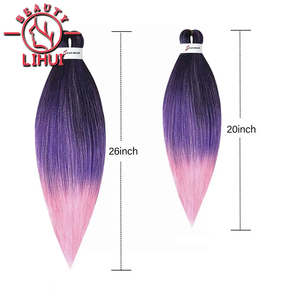 Fácil sintético trança de cabelo pré esticado ombre crochê tranças extensão do cabelo longo yaki reta jumbo trança 16/26 polegada