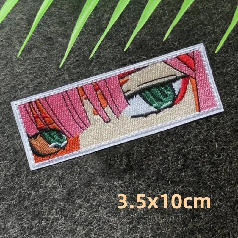 Japanese Girl Eye Embroidery Patches Hook&Loop Tactical Accessory Anime Half Face Girl Morale Badge on Backpack Stickers Emblem