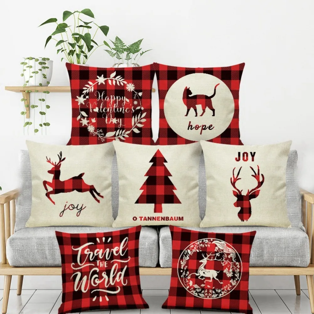 

Throw Pillow Covers Christmas Decorative Couch Pillow Cases Cotton Linen Pillow Square Cushion Cover for Sofa Couch Bed Car