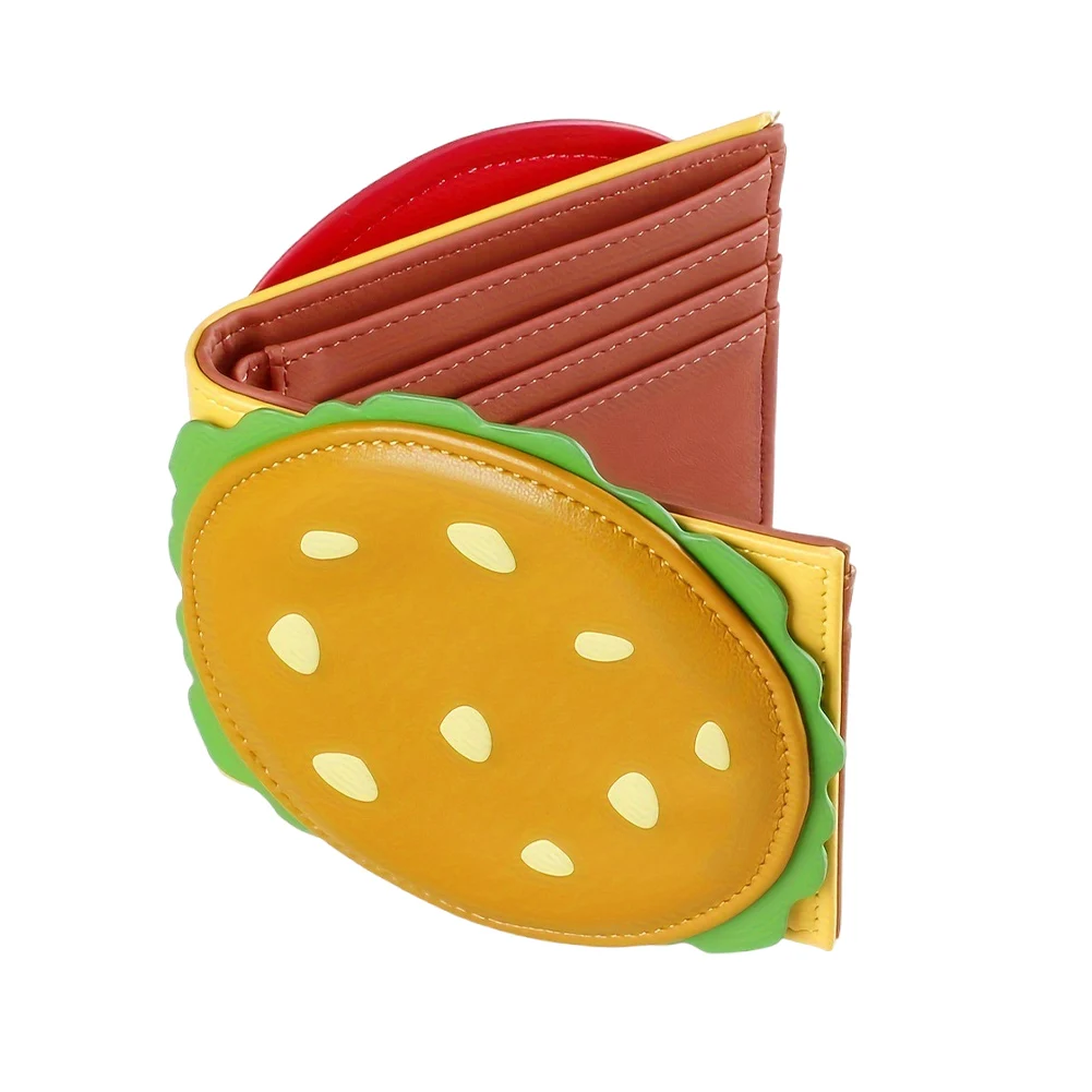 Burger Shaped Credit Card Holder PU Leather Bifold Wallet Small Wallet for Women Women