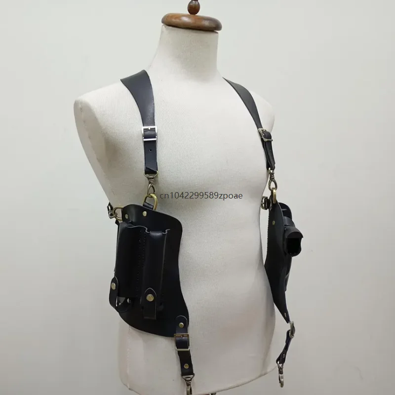 

Multifunctional Outdoor Holster Vest Bag Adjustable Men Cosplay Retro Punk Double Shoulder Strap Crossbody Phone Hunting Bags