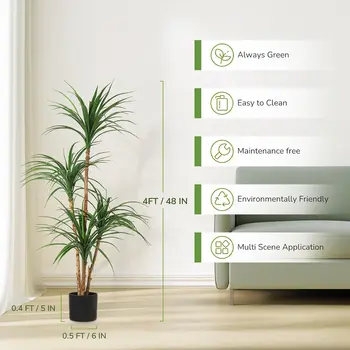 模擬龍血樹,逼真假龍血樹,高大的龍血樹室內裝飾植物,可調整高度的模擬樹 10 最佳銷售 室內植物 - №2