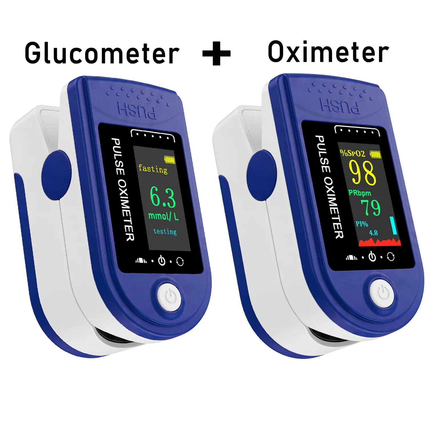 2-in-1 nicht-invasives Blutzuckermessgerät und Pulsoximeter, kein Stich erforderlich, SpO2-Herzfrequenzmesser, OLED-Bildschirm, Gesundheitsdetektor