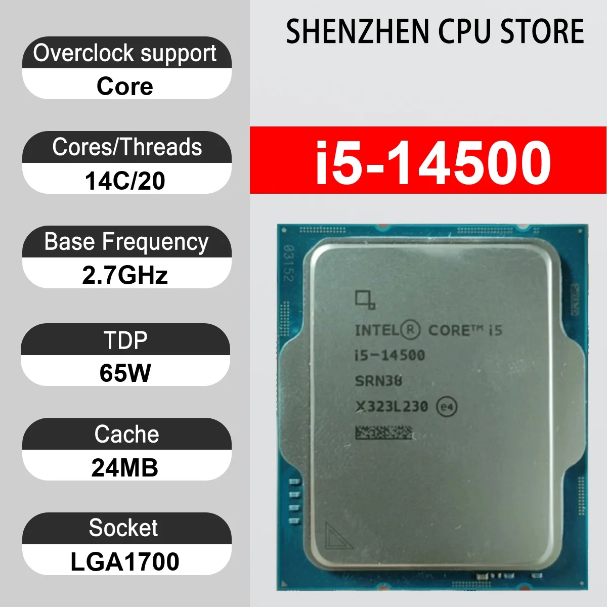 Intel Core i5-14500 14C/20T 2.7GHz 65W 24MB Cache 10nm Raptor Lake Refresh DDR5-4800 / DDR4-3200 SRQ3K LGA 1700 UHD Graphics 770