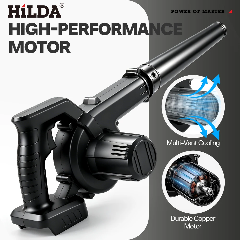 HILDA 21V Kabelloser Laubbläser 2 IN 1 Bläser & Staubsauger Hochleistungs-Handluftgebläse für Auto, Garten, Rasen, PC-Reinigung – Detail 4