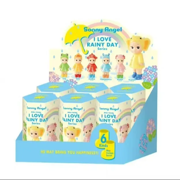 

New Angel Mini Figure I Love Rainy Day Series Series Toy for Girl Mystery Box Frog Duck Goldfish Hippopotamus Collection Gifts