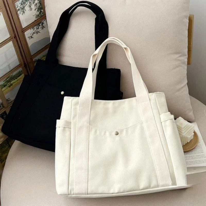 1pc Large Capacity Canvas Tote Bags for Work Commuting Carrying Bag College Style Student Outfit Book Storage bag