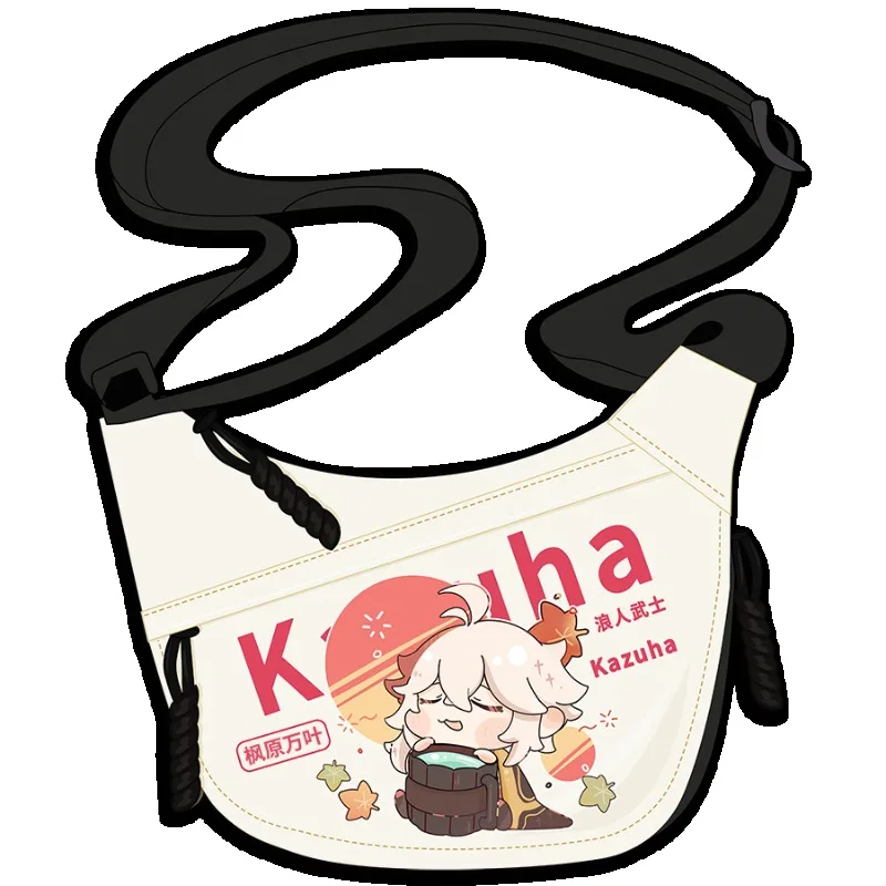 Game GS Impact Anime Cos Kaedehara Kazuha Inazuma Ronin Samurai Skew Canvas Shoulder Bag Tote Stationery Gift