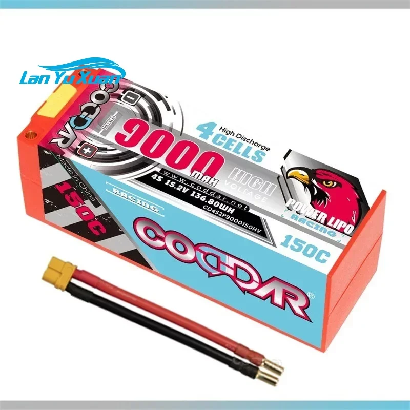 CODDAR 9000mAh 150C 4S 15.2V HV Lipo Battery 5mm Bullet For RC Cars for 1/8 Vehicles Racing Tank Truck Truggy Buggy Model