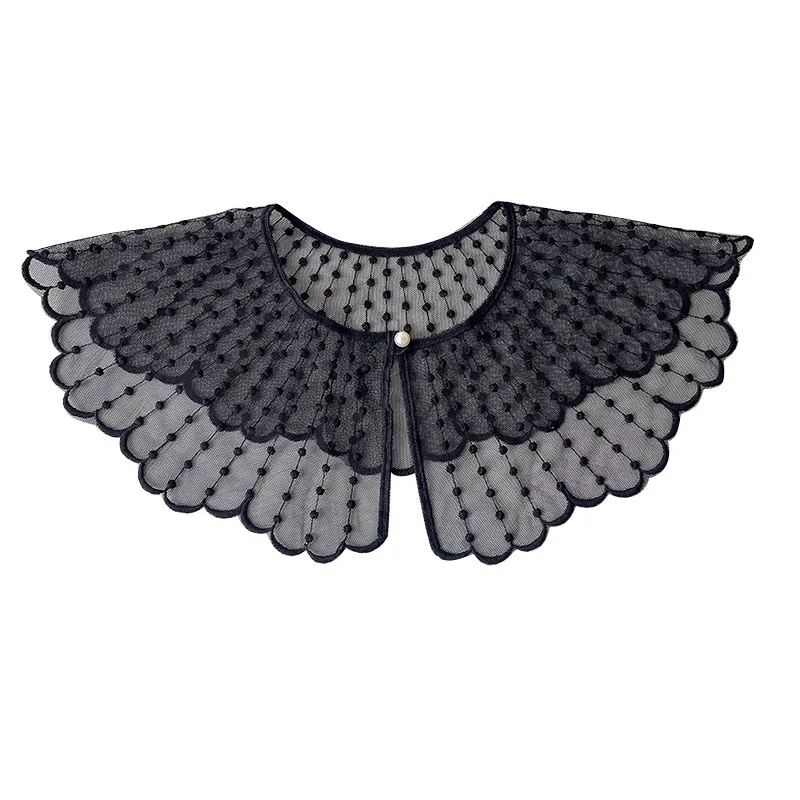 أزياء مطرزة وهمية طوق بلون اللؤلؤ الدانتيل شال الملابس والاكسسوارات بلوزة #6