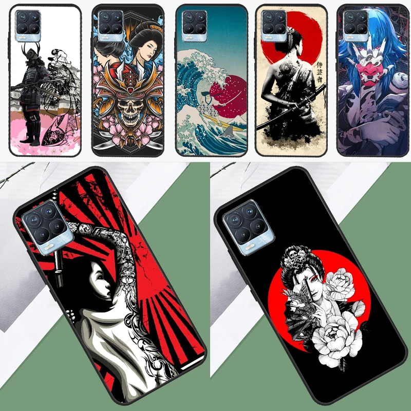 Japanese Samurai Warrior Geisha Case For Realme 10 9 11 Pro Plus GT Neo 5 2T 3T C11 C15 C21Y C25s C30 C31 C33 C35 C55 Cover