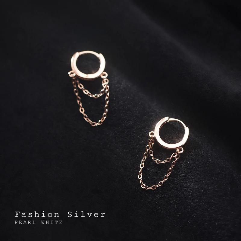 Modian Fashion Double Layer Chain Hoop Earring for Women Simple Sterling Silver 925 Anti-Allergy Earring Fine Jewelry Brincos
