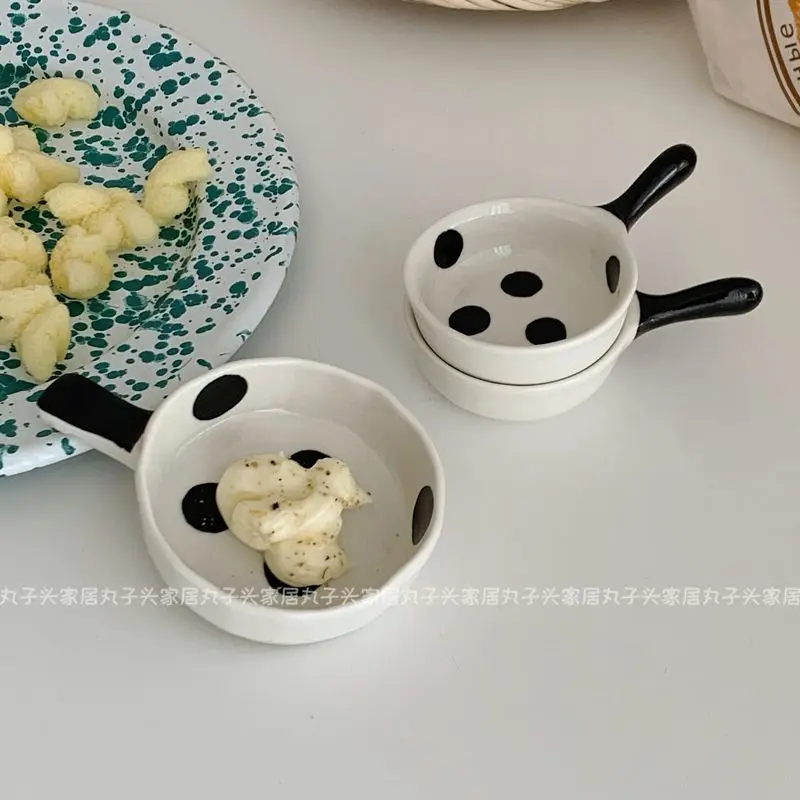 Seasoning Dish Korea Handle Dish Household Home Accessories Practical Ceramics Eco Friendly New Product Lovely Soild