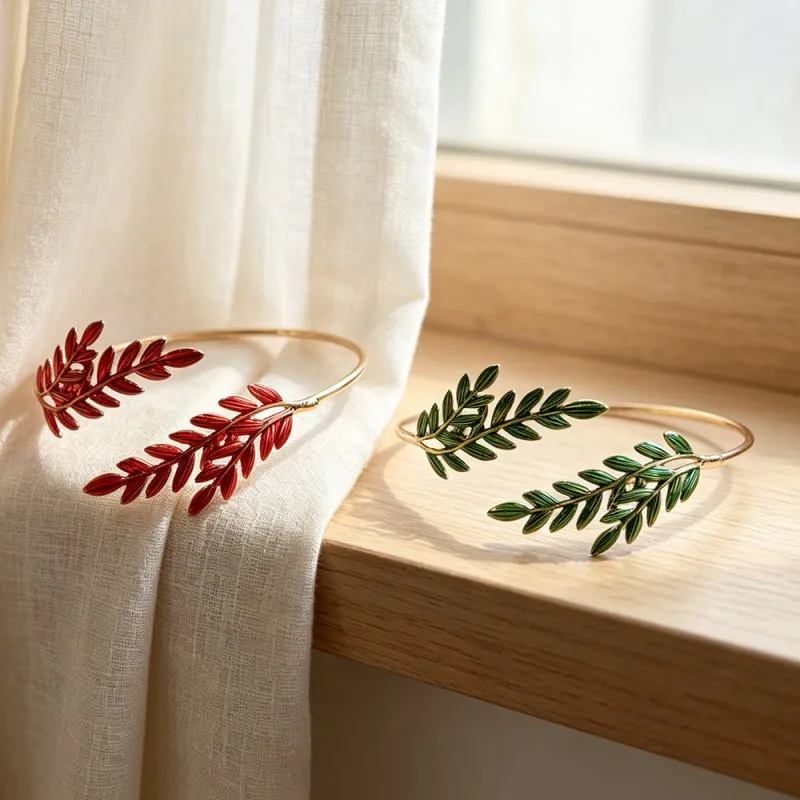 Creative Leaf Opening Bracelet for Women Classic Stainless Steel Wheat Ear Shape Adjustable Bangle Wedding Party Jewelry