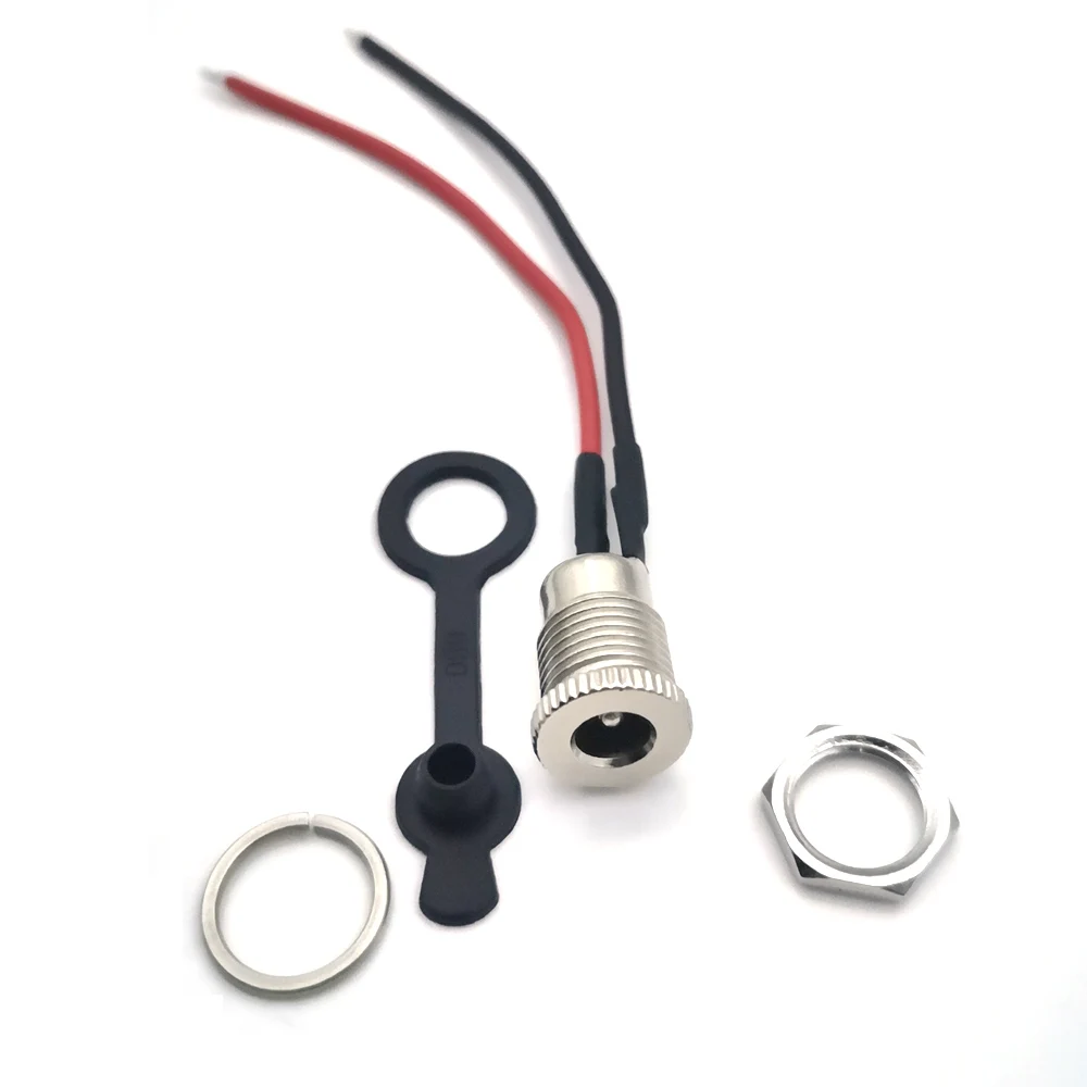 1PCS waterproof DC099 5.5*2.5mm 5521 5525 DC Power Jack Socket Female Panel Mount Connector MetalWith Nut Snap DC-099 5.5*2.5