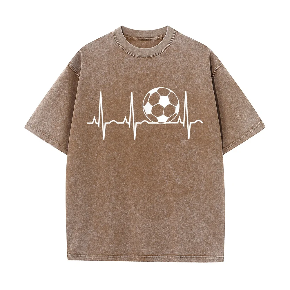 Soccer Heartbeat Ball T-Shirt Women's Oversize Men's Short Sleeve Tee New In Tops Tees Printed Gift For Him Graphic Summer